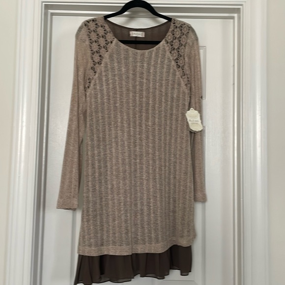NWT Altar’d State mini dress. Brown knit with sewn in dark brown lining Size M - Picture 1 of 9